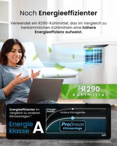 Pro Breeze Mobile Klimaanlage 9000 BTU 4-in-1 Fernbedienung Timer – Bild 6