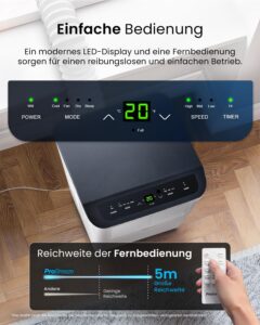 Pro Breeze Mobile Klimaanlage 12000 BTU Timer LED-Display – Bild 4